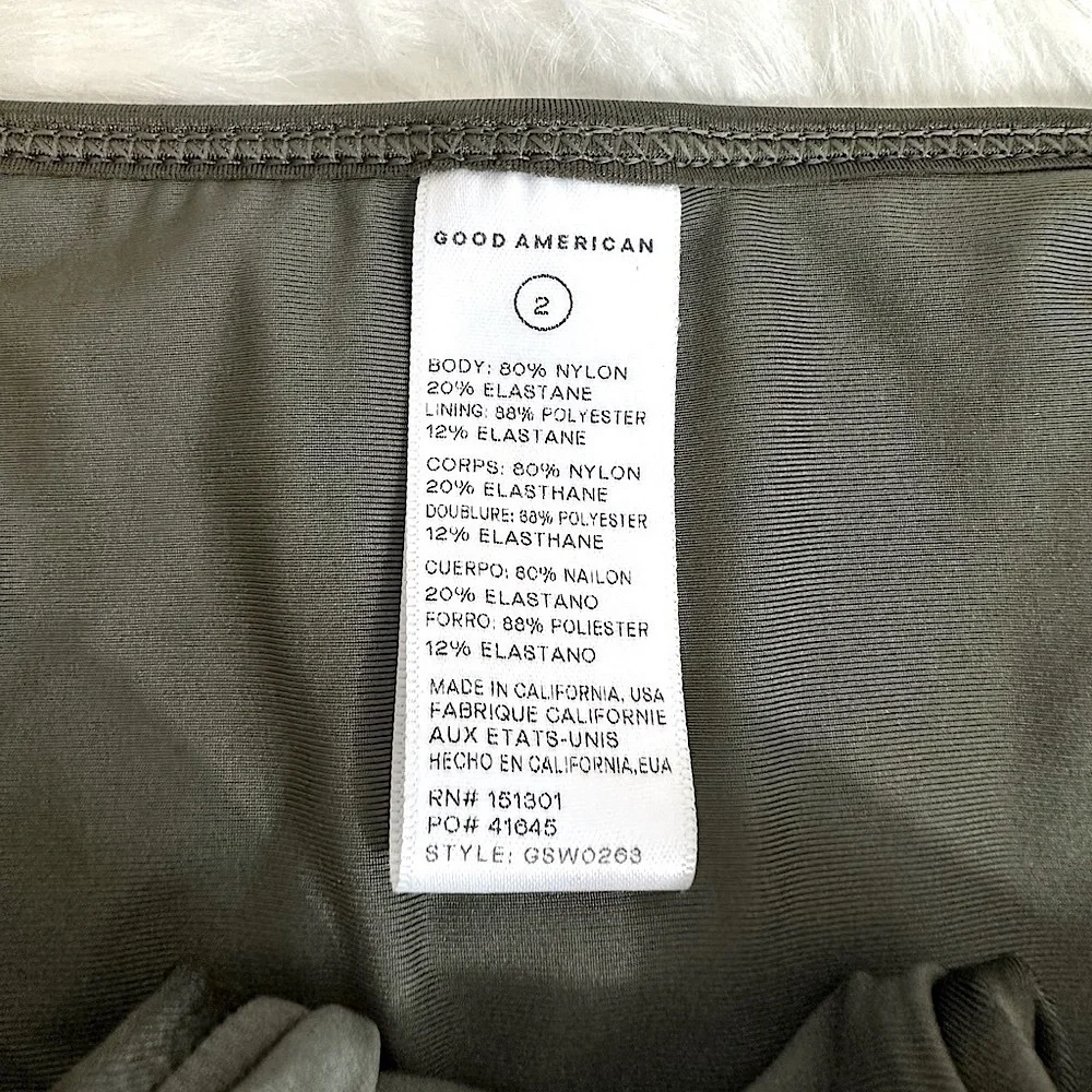 NWT Good American High Leg Extra Cheeky Bikini Bottom Dark Green Size 2/Medium